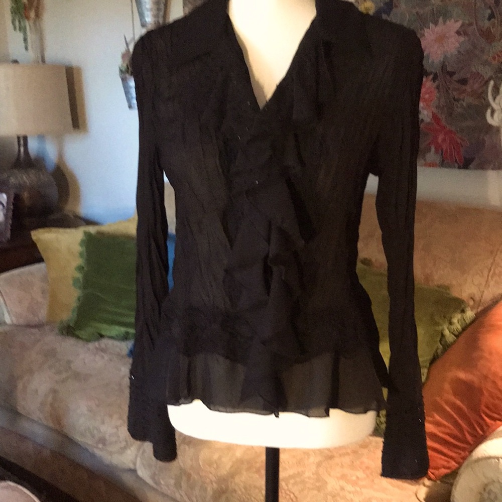 Allison Taylor Black Frilly Blouse
